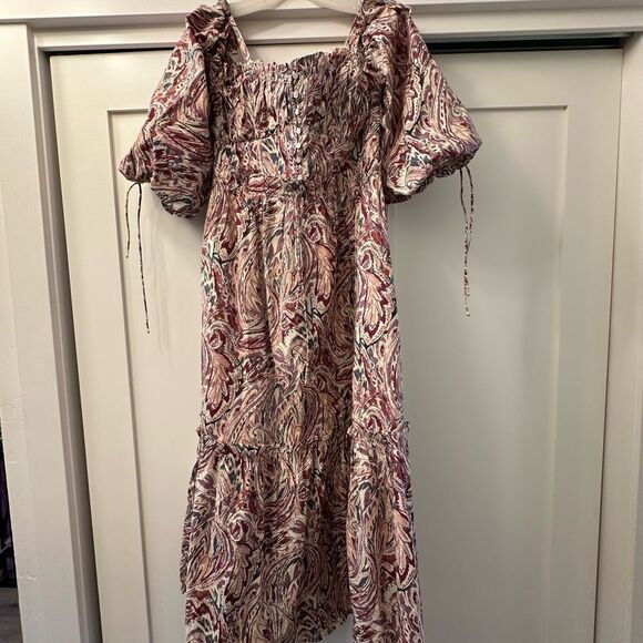 𝅺House of Harlow 1960 Teresa Purple Paisley Puff Sleeve Maxi Dress size medium - Picture 4 of 14